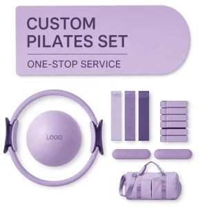 Fitness Pilates Set with Non-Slip Yoga Mat Dumbbells Flexible Power Ring and Barbell Accessories