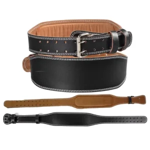 Fitness Safety Contoured Real PU Leather Support Power Lifting Belt Gym Weight Lift Belt