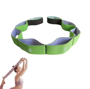 Fitness Stretch Belt Exercise Elastic Band Pilates Resistance Stretching Set with 8 Loops, 4x96cm