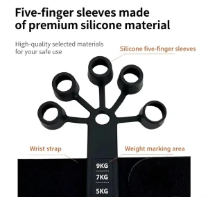 Five-Finger Silicone Gel Trainer for Wrist and Arm Strength, Rehabilitation, Flexion and Extension
