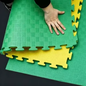 Five Line EVA Foam Mat 100x100cm Gym Mat Waterproof Non-Slip Shock Absorption Interlocking Tiles OEM Factory
