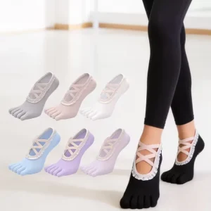 Five-Toe Lace Sport Socks with Arch Support, Flexible High-Density Knit, Reinforced Heel and Toe