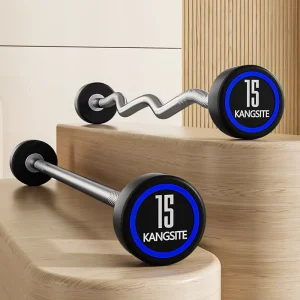 Fixed Barbell Weight Set 10kg-30kg Solid Cast Iron Barbells with A-Frame Rack for Home Gym Strength Training