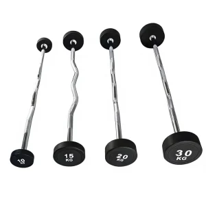 Fixed Rubber Cast Iron Barbell, Anti-Slip Curved Zigzag Design