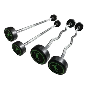 Fixed Steel Dumbbell Bar Straight EZ-Curl Rubber Barbell