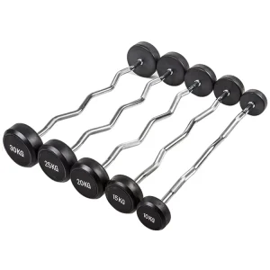 Fixed Straight EZ-Curl Rubber Barbell