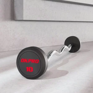 Fixed-Weight Rubber Straight and Curl Barbell Set