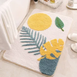 Flocked Minimalist Polyester Living Room Rug Non Slip Water Absorbent Anti Slip Floor Mat Toilet Entryway Doormat Kitchen Mat