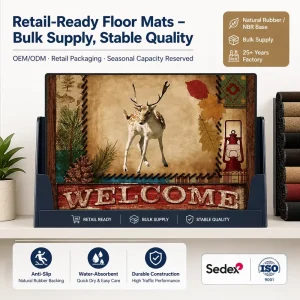 Floor Door and Bath Mat with Non-Slip Rubber Base Private Label OEM