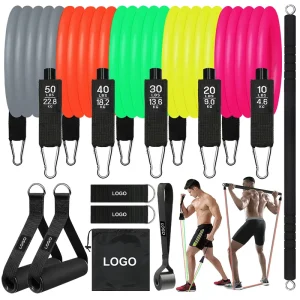 Fluorescent Latex Resistance Band, Pull Rope and Tube Set for Full-Body Strength Training
