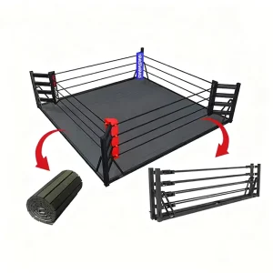 Foldable Boxing Ring for Training, Space-Saving, Easy Storage and Moving, Canvas and PU Padding