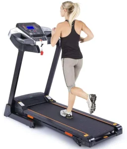 Foldable Home Electric Treadmill Shock Absorbing Running Machine with Display and Speaker for Indoor Cardio