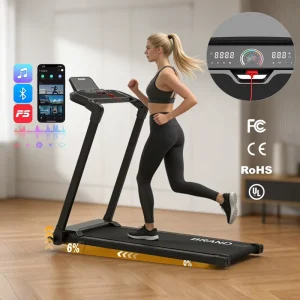 Foldable Incline Electric Touch Screen Walking Pad Treadmill for Home Office