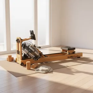 Foldable Magnetic Air Rower with LCD Monitor, Metal Frame, Compact Design, and Home Gym Use