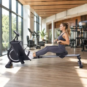 Foldable Magnetic Rowing Machine with LCD Monitor and Adjustable Resistance