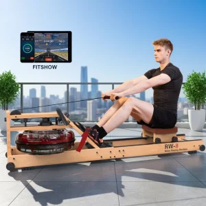 Foldable Magnetic Water Rowing Machine with LCD Monitor Full-Body Cardio Compact Home Gym Use