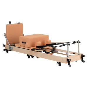 Foldable Maple Pilates Reformer with Adjustable Leg Rest for Home Gym