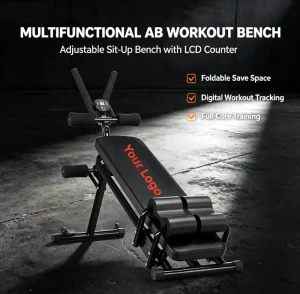 Foldable Metal Ab Exercise Machine with Adjustable Sit-Up Bench and Push-Up Function