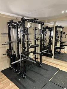 Foldable Metal Smith Machine Power Rack with Cable Crossover for Home Gym