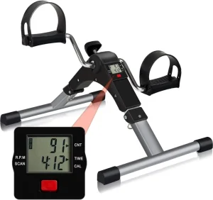 Foldable Mini Pedal Exerciser for Arm and Leg Rehabilitation with Pedometer