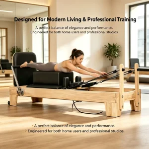 Foldable Oak Pilates Reformer, Space-Saving, for Home or Commercial Studio Use