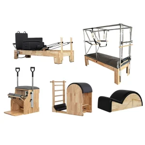 Foldable Oak Wood Pilates Core Bed for Home Yoga Studio Gym, Five-Piece Set
