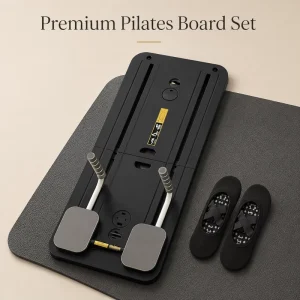 Foldable Pilates Reformer Board Set with PU Rubber Mat and Grip Socks for Yoga Studio and Gym