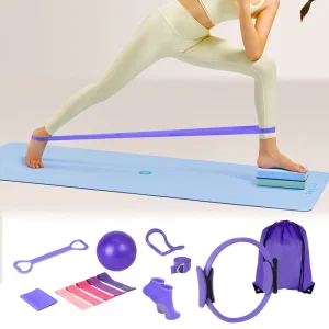Foldable Pilates Set with Thick PVC Yoga Mat