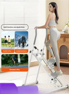 Foldable Portable Iron Stair Climber Stepper for Indoor Aerobic Fitness, All-Wheel Drive