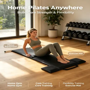Foldable Portable Pilates Mat for Home Gym, Yoga, Core Training, Stretching, and Fitness