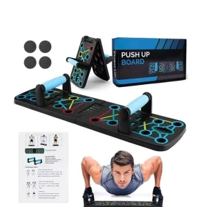 Foldable Push Up Board Fitness Including Resistance Bands Multi Functional Pushup Stands for Muscle Strength Training