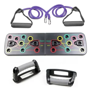 Foldable Push-Up Rack Board with Resistance Bands