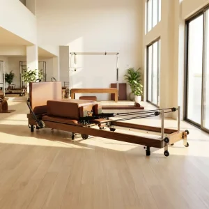 Foldable Red Oak Pilates Reformer for Studio and Commercial Use