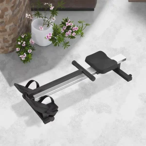 Foldable Rower Machine Accessories with Plastic and Metal Construction, Benches, and Racks in Black and Gray