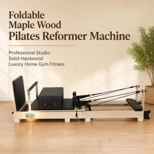 Foldable Solid Maple Wood Pilates Reformer for Studio or Home Gym