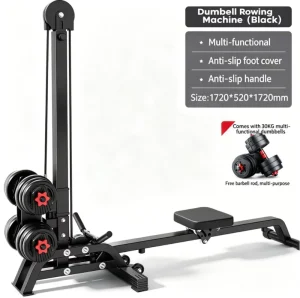 Foldable Steel Rower with 30kg Dumbbell Weight Set, 250kg Maximum Load
