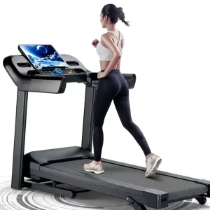 Foldable Ultra-Quiet Treadmill with One-Click Speed Adjustment for Home Gym Use