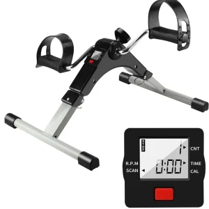 Foldable Under Desk Bike Pedal Exerciser with LCD Monitor for Arm and Leg Workouts