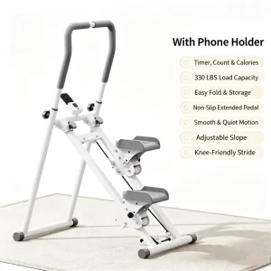 Foldable Vertical Climber Stepper Machine with 300 lb Weight Capacity and LCD Counter