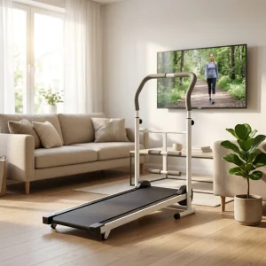 Foldable Walking Treadmill with Handlebar Portable Home Walking Pad Machine for Office Living Room Quiet Cardio Exercise