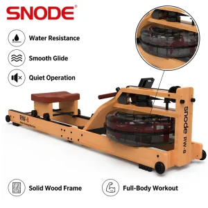 Foldable Wood-Color Rowing Machine with LCD Monitor, Metal, 36 kg, Compact Home Gym Use