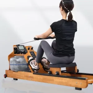 Foldable Wooden Water Rowing Machine with Double Scull Design