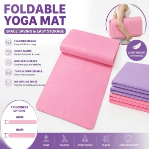 Foldable Yoga Mat 6mm 8mm Thick Non-Slip Portable Travel Exercise Mat Space-Saving Pilates Fitness Mat