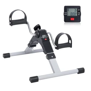 Folding Under Desk Bike Arm and Leg Pedal Exerciser Machine with Electronic Display for Indoor Physical Therapy