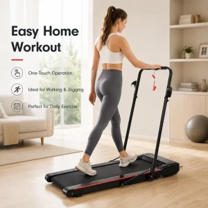 Folding Walking Treadmill Blue Tooth Music with Speakers 1.5HP Motor LED Display Compact Home Fitness