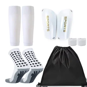 Football Leg Protector Socks Set with Double-Layer Insert Foot Guards for Youth Training