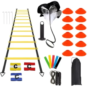 Football Training Equipment Set Parachute Speed Agility Training Cones and Ladder