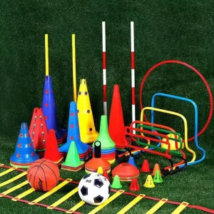 Football Training Speed Hurdles 23cm Height for Kids or Youth Multi Color PE Agility Cones Kit
