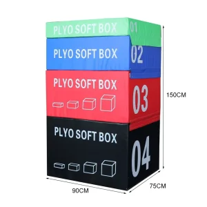 Four-Level Stackable Plyometric Box Set with Sit-Ups Feature