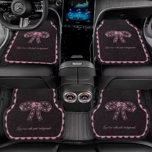 Four-Piece Square Bohemian Polyester Car Mat Set, 5 mm Thick, Machine-Made, Anti-Slip Backing